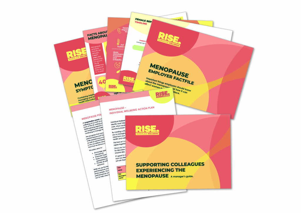 Front covers of documents in the menopause toolkit