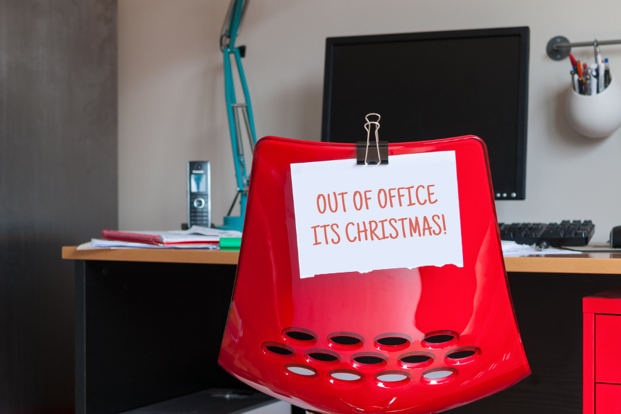 an empty desk saying